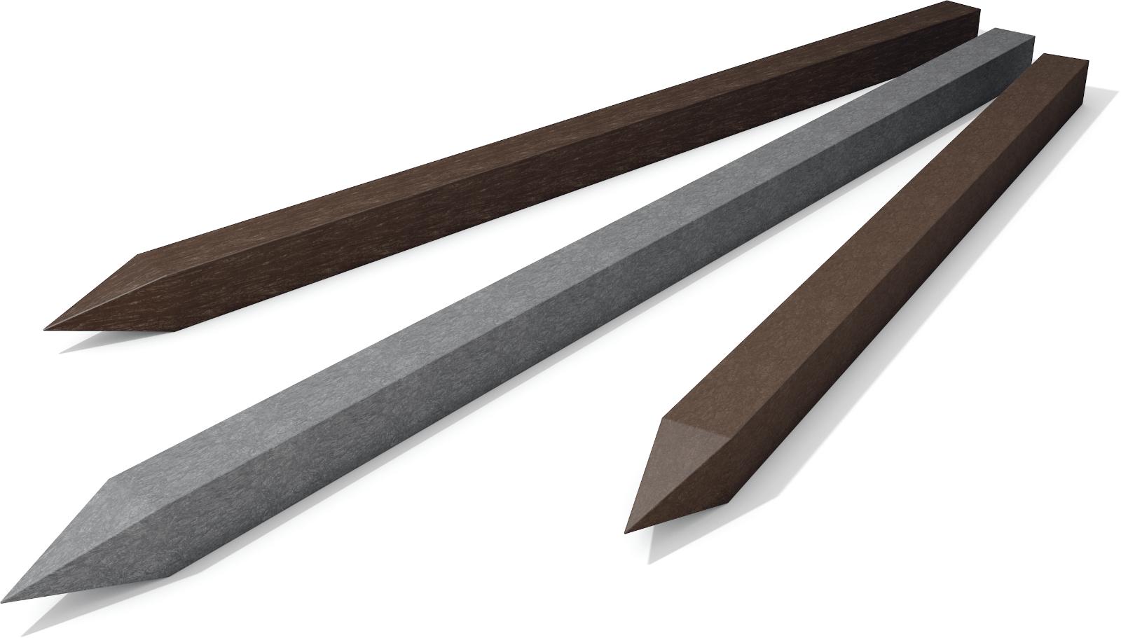 Vierkant-Baumpfahl aus Recycling-KUNSTSTOFF mit Spitze / Holzpalisade / Zaunpfahl / Pfosten