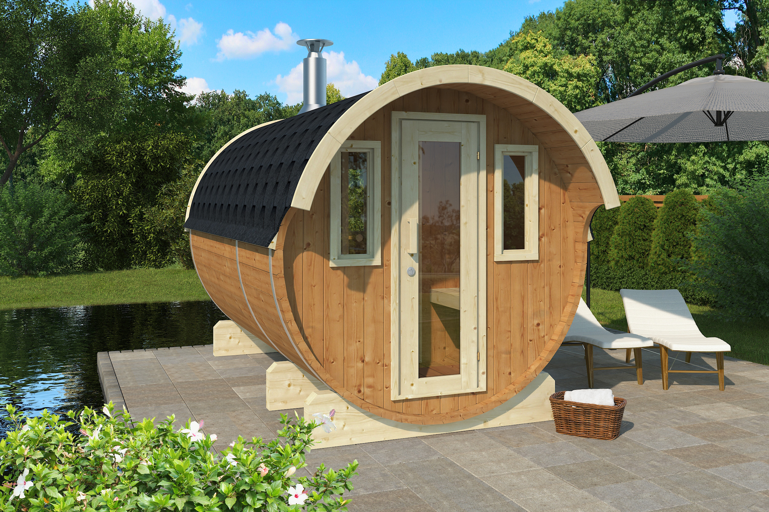 Saunafass Schwarzwald 330 Thermoholz