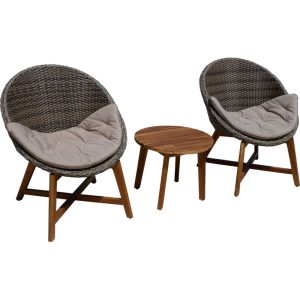 Sitzgruppe Reno, 3-teilig, inklusive Auflagen in taupe, Kunststoffgeflecht, nelkengrau