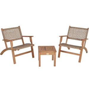 Sitzgruppe Sonora, 3-teilig, Teak-Optik, Kunststoffgeflecht, Eukalyptusholz geölt