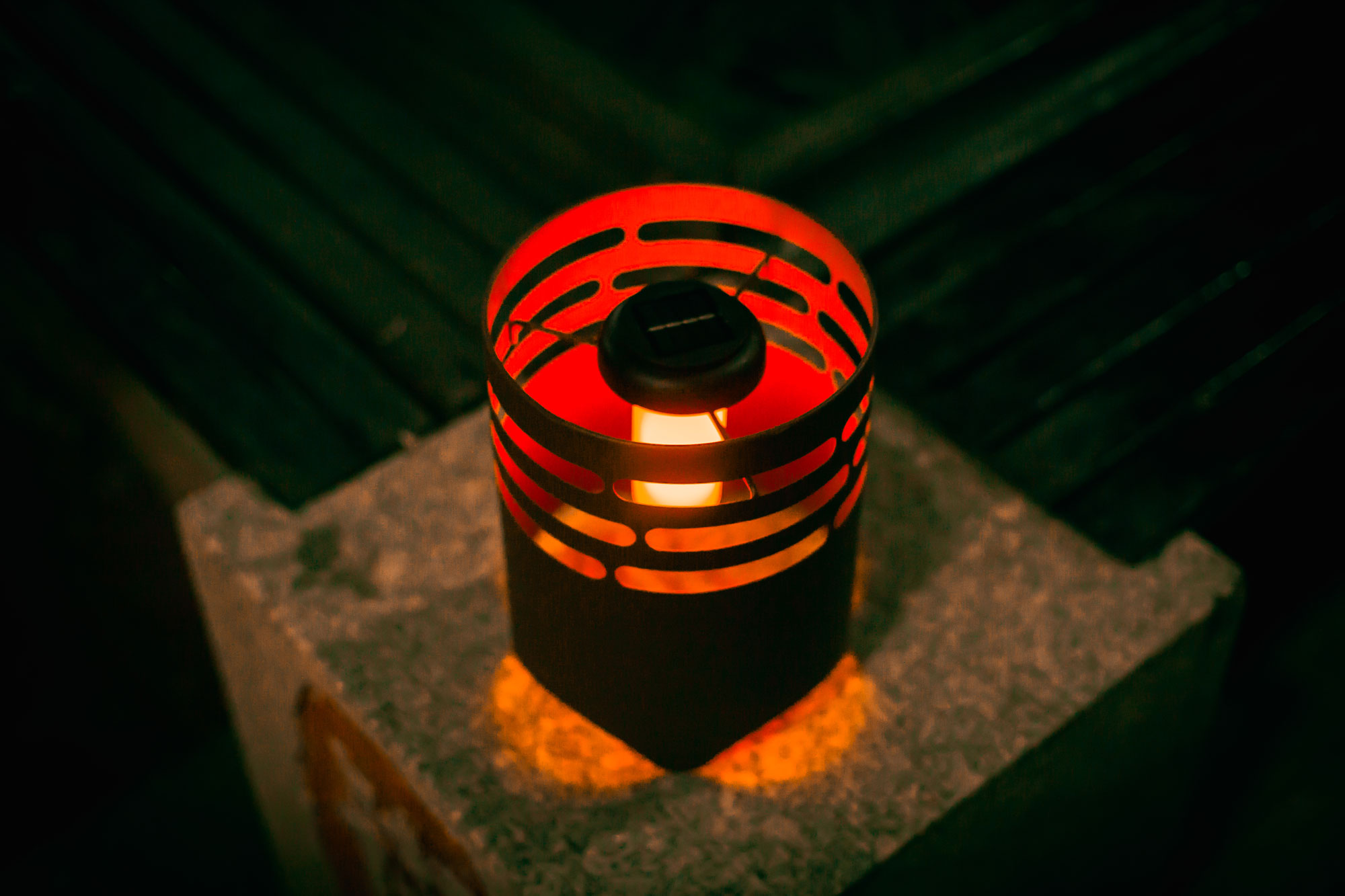 Solarlampe Feuerkorb 25 cm mit flackernden LEDs