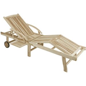 Sonnenliege Java, Teak C-grade, unbehandelt, klappbar, mit Rollen, Fuß- und Rückenteil 4-fach verste