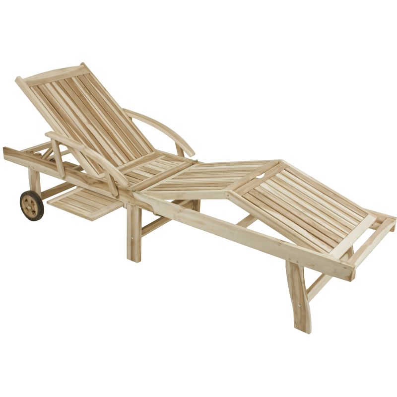Sonnenliege Java, Teak C-grade, unbehandelt, klappbar, mit Rollen, Fuß- und Rückenteil 4-fach verste