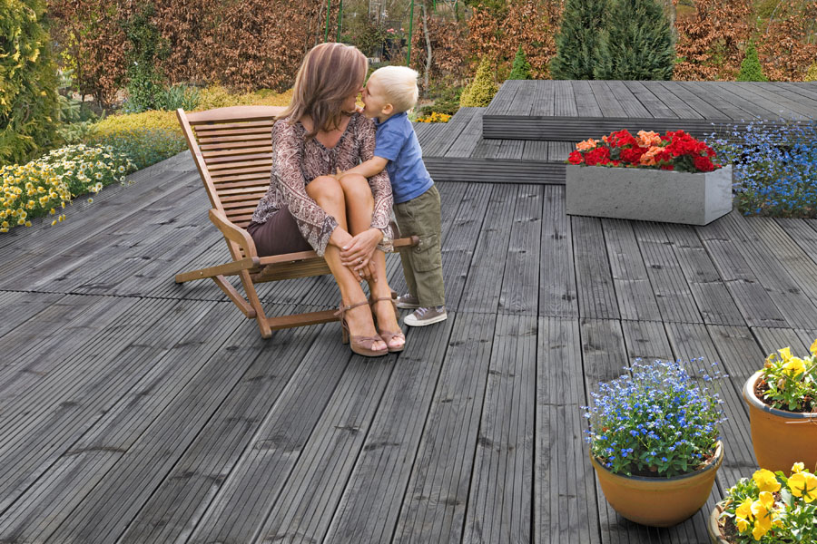 Komplettset Kiefer KDI GRAU Terrassendielen 28x145 mm